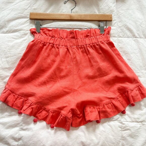 NWOT Waimari Coral 100% Linen Ruffle 2-Piece Set Top & Shorts Vacation Wear XS/S - Picture 5 of 8